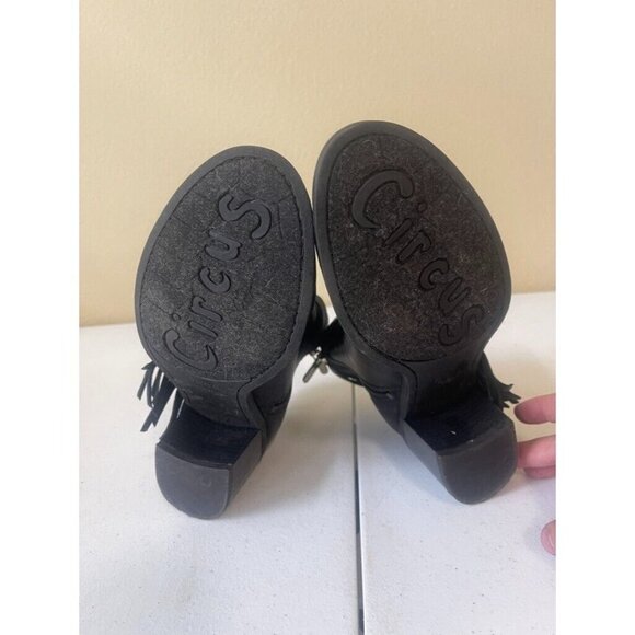 Sam Edelman CIRCUS Black Fringe Ankle Boots Booties size 8 Tassel Western Trendy - Picture 7 of 16